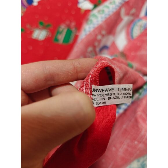 Vintage Sunweave Tablecloth Red Christmas Holiday Geese Holly Rectangular 102x60 - Picture 2 of 10